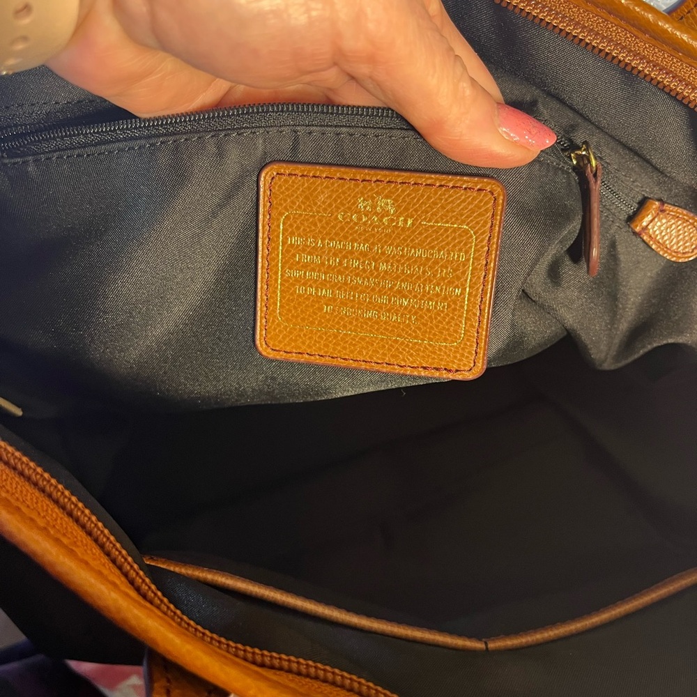 EUC- Coach Black and Tan Nylon Tote with Leather Accents - Picture 6 of 10